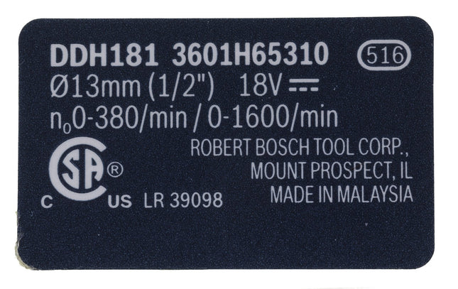 Bosch Parts 2609132939 Nameplate