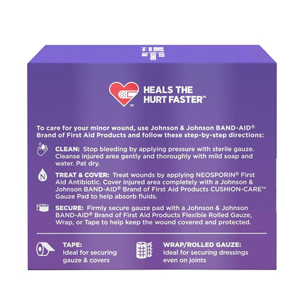 Band-Aid Brand Cushion Care Non-Stick Gauze Pads, Individually-Wrapped, Small, 2 in x 2 in, 25 ct