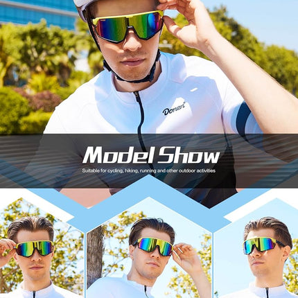 BIRCEN Sunglasses for Baseball Running Cycling : Wrap-around Sport Glasses, E-green Frame Green Lens