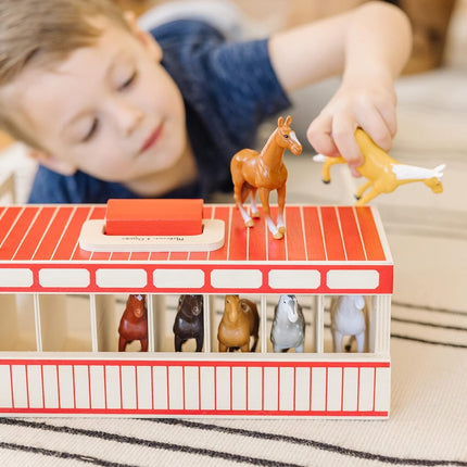 Melissa & Doug Écurie Cheval de spectacle | Coffret de jeu en bois, jouets animaux pour filles et garçons | Âge 3-5+