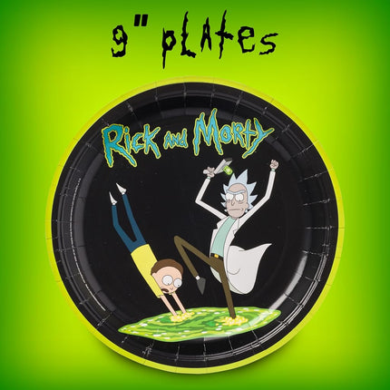 Silver Buffalo Rick and Morty in The Portal 60 Pack Partyware Disposable Paper Plates, Napkins, and Cups