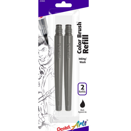 Pentel Arts Color Brush Pigment Refills, Black Ink