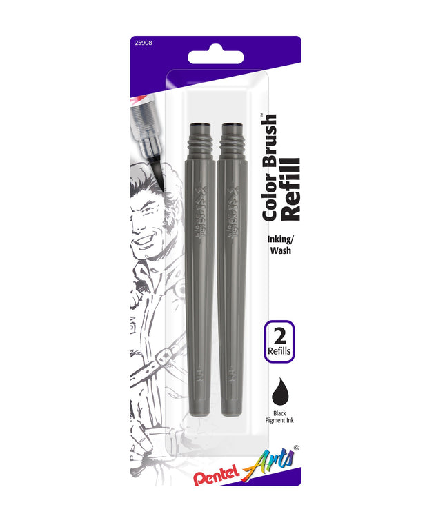 Pentel Arts Color Brush Pigment Refills, Black Ink