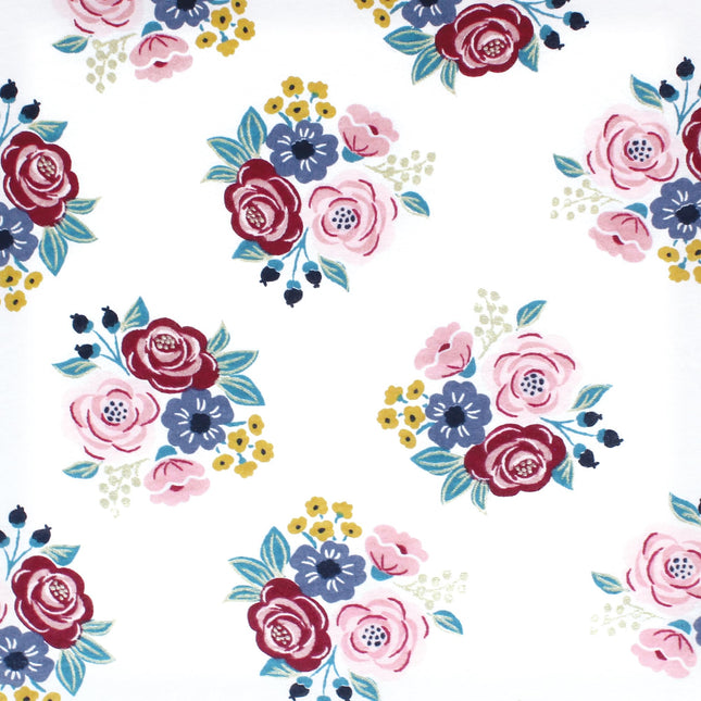 Hudson Baby Unisex Baby Cotton Fitted Crib Sheet, Blush Navy Floral, One Size