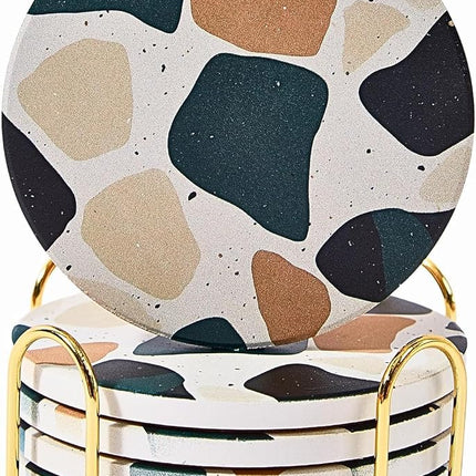 Terrazzo Coasters Set of 6, Colorful Boho Absorben