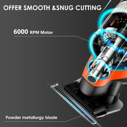 KEMEI 2293 Cordless Zero-Gap T-Blade Hair Trimmer for Men, Orange