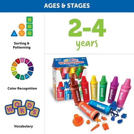 Learning Resources Rainbow Sorting Crayons, Early Recognition 56 Pieces, Ages 3+
