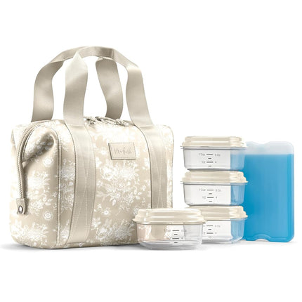 Fit & Fresh Remi Lunch Bag for Women Work – Neoprene Lunch Tote with Containers & Ice Pack, Reusable Meal Prep Lunch Box, Large Capacity, Machine Washable, Tan Toile