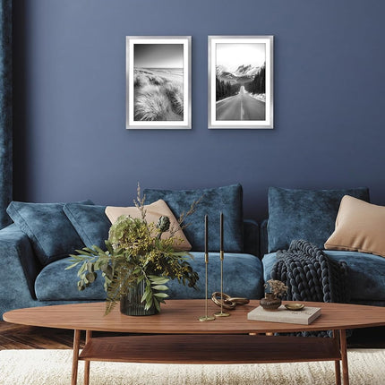 Americanflat 13x19 Picture Frame with Polished Plexiglass - Set of 2 - Use as 11x17 Frame with Mat or 13x19 Frame Without Mat - Galleria Collection - Gallery Wall Frame Set for Wall Display - Silver