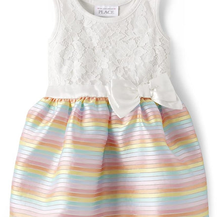 The Children's Place Robes habillées à manches courtes pour bébés et petites filles, rayées, 4T