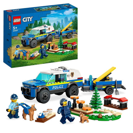 LEGO City Mobile Police Dog Training Set, Kids' Toy Car with Trailer, 2 Minifigures and Puppy Figures, Animal Playset, Building Toys for 5+ Year Old Boys and Girls 60369