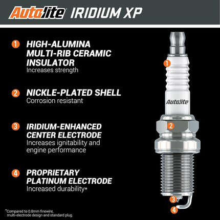 Bujías de repuesto para automóviles Autolite Iridium XP, XP5263 (paquete de 4)