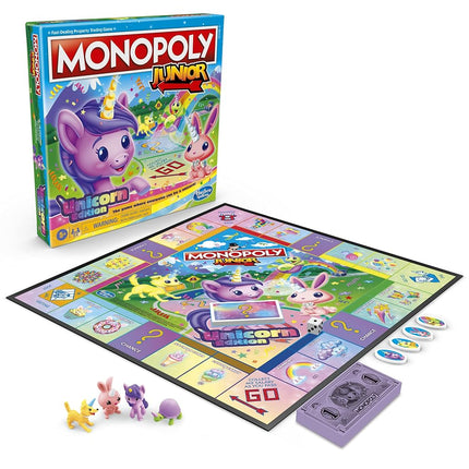 MONOPOLY - Junior: Unicorn Edition - My First MONOPOLY Game - Magical-Themed - Fast, Simple Gameplay - Kid-Friendly Game - 2-4 Players – Family Board Games and Toys for Kids - Ages 5+