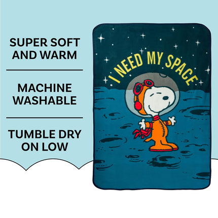 Silver Buffalo Peanuts Snoopy Need My Space Fleece Throw 45" x 60"