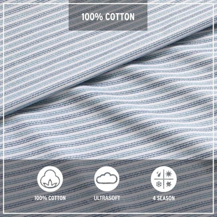 Eddie Bauer Home | Percale Collection | Sheet Set - 100% Cotton, Crisp & Cool, Lightweight & Moisture-Wicking Bedding, King, Ticking Stripe
