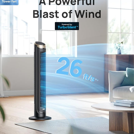 Dreo 40'' WiFi Tower Fan, 26ft/s High-Speed Cooling, Quiet Floor Fan with Remote, 90� Oscillating Fan, 4 Modes, 8H Timer, Touch Control, Standing Cooling Fan for Bedroom, Home, Office Room, Gold