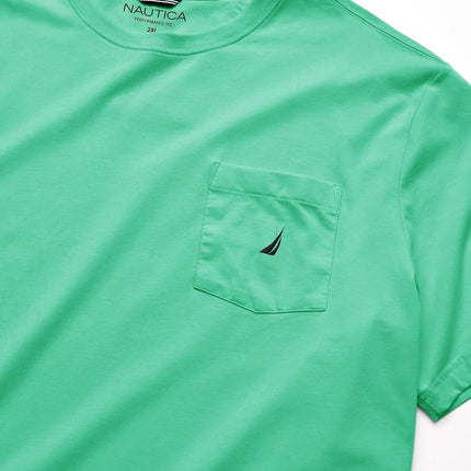 Nautica Men's Solid Crew Neck Short Sleeve Pocket T-Shirt, Mint Spring, 5X-Large Tall