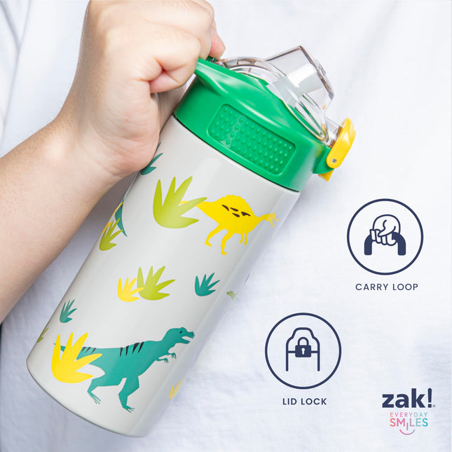 Zak Designs KPop Demon Hunters Sage Kids Water Bottle For School or Travel, 19oz Stainless Steel Water Bottle With Straw and Leak-Proof, Pop-Up Spout Cover, BPA Free (Huntrix Takedown Tour)