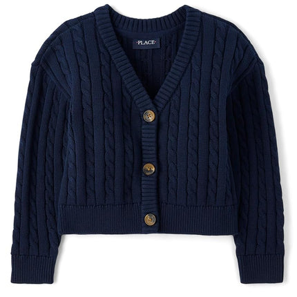 Cardigan d'uniforme pour filles The Children's Place, marine, petite taille