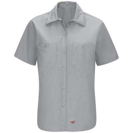 Red Kap WomensWomen's Short Sleeve Work Shirt with Mimix™ Short Sleeve Button Down Shirt - Gray - Large