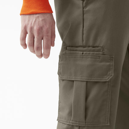 Pantalon cargo Dickies droit classique en twill extensible pour homme, grande taille, couleur Mushroom, 30W x 30L