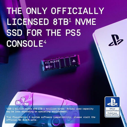 WD_BLACK SN850P 8TB PS5 SSD, Officially Licensed for PlayStation 5, Read Speeds Up to 7200 MB/s, M.2 2280 PCIe NVMe, Exclusive Heatsink Design, Internal Gaming SSD