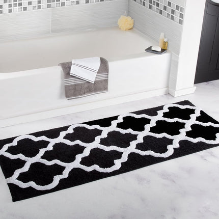 Bedford Home 67A-78591 100% Cotton Trellis Bathroom Mat-24"x60", Black