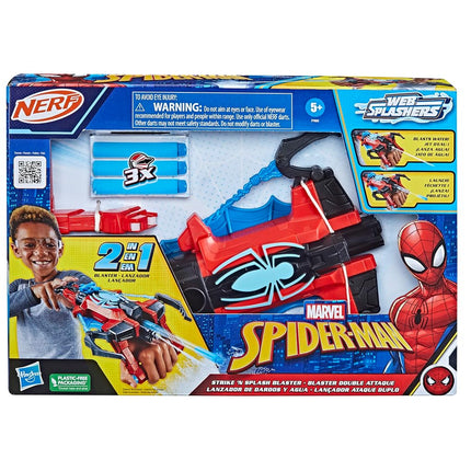 Spiderman Marvel NERF Strike 'N Splash Blaster, Blast Darts or Water, Super Hero Toys, Marvel Toys for Kids Ages 5 and Up