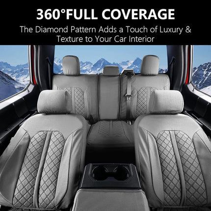 Fundas de asiento de cuero Truckiipa para Ram, juego completo de fundas de asiento impermeables de cobertura total, ajuste personalizado para Dodge Ram 1500 2009-2018, Ram 2500 3500 Crew Mega Cab 2010-2023, juego completo, gris