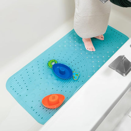 Nuby Cushioned Bath Mat – Non-Slip Bathtub Mat with Suction Cups, Soft Cushion for Tubs & Showers, Aqua
