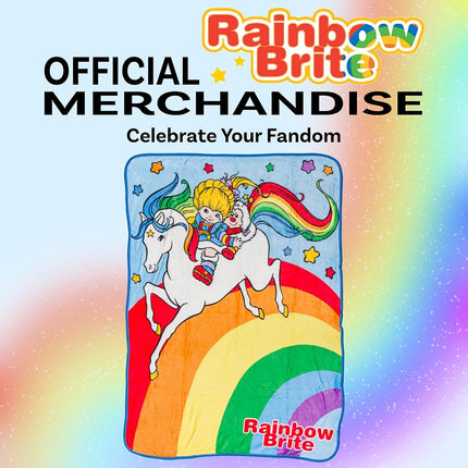 Silver Buffalo Rainbow Brite Screen Print Flannel Raschel Throw Blanket Featuring Rainbow Brite, Starlite, and Twink, 45" x 60"