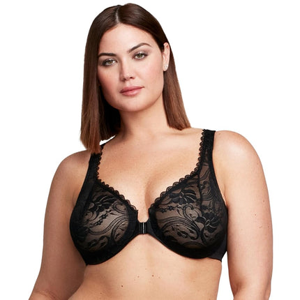 Glamorise Wonderwire Front-Closure Stretch Lace Underwire Bra 9245 (Women's & Women's Plus) Black