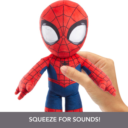 Mattel Marvel Plush Talkers Soft Toy, 11.75-Inch Spider-Man Figure with 10 Sounds & Phrases, Collectible Plush Doll, HPK96