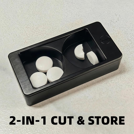 Professional Pill Cutter and Splitter - Precision Aluminum Slicer for Small Large and Tiny Tablets Best Cortador for Accurate Medicine and Vitamin Dosing Ideal Tablet Splitters for Pastillas (Black)