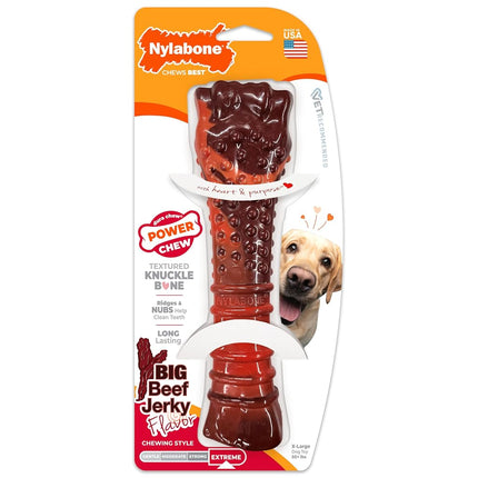 Nylabone Extreme Tough Dog Chew Toy Bone, Durable, Cleans Teeth, Beef Jerky Flavour, X-Large, for Dogs Over 23 kg