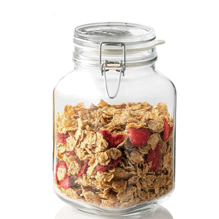 BORMIOLI ROCCO 418330F27321990 Fido Square Jar, 67.75 oz, Clear