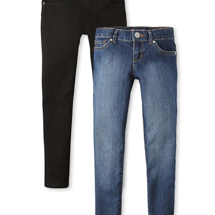 The Children's Place Girls Super Skinny Jeans,Lavado negro/Lavado azul Victoria, paquete de 2,5