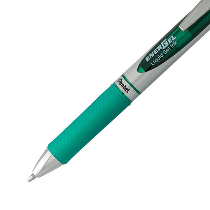 Bolígrafo de gel líquido retráctil Pentel EnerGel Deluxe RTX, 0,7 mm, punta metálica, tinta verde, (BL77BP2D)