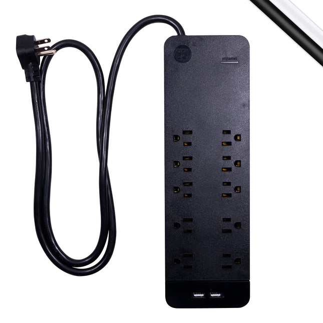 GE 10-Outlet Surge Protector with 2 USB Ports, 4 F