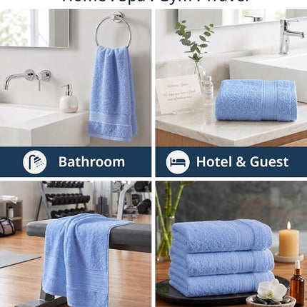 Lane Linen 100% Cotton Hand Towels for Bathroom - 6 Piece Set (16" x 28"), Soft and Highly Absorbent Hand Towels for Bathroom, Hotel & Spa, Perfect Bathroom Hand Towels for Daily Use - Cerulean Blue