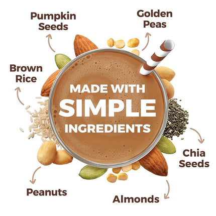 Orgain Organic Simple Vegan Protein Powder, Chocolate - 20g Plant Based Protein, Made with Fewer Ingredients, No Stevia or Artificial Sweeteners, Gluten Free, Dairy Free, Soy Free - 1.25lb