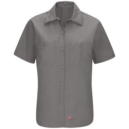 Red Kap WomensWomen's Short Sleeve Work Shirt with Mimix™ Short Sleeve Button Down Shirt - Gray - Large
