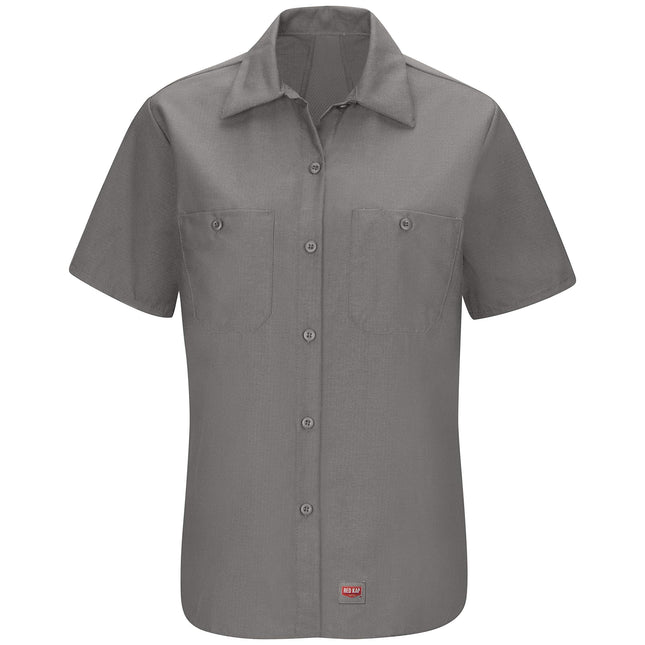 Red Kap WomensWomen's Short Sleeve Work Shirt with Mimix™ Short Sleeve Button Down Shirt - Gray - X-Large