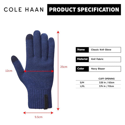 Cole Haan CLASSIC KNIT GLOVE Parent, Navy Blazer, L/XL