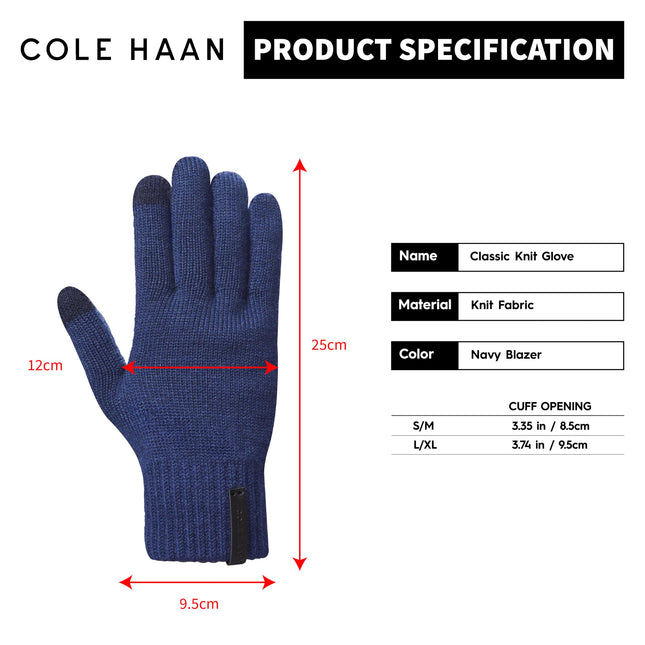 Cole Haan CLASSIC KNIT GLOVE Parent, Navy Blazer, L/XL