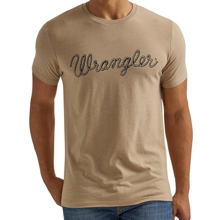 Wrangler Men's Western Crew Neck Short Sleeve Tee Shirt, Trench Coat Heather, Medium