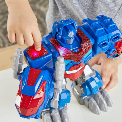 Transformers Aventuras Dinobot Optimus Prime T-Rex Juguete transformable con luces y sonidos, figura de acción de más de 22 cm, a partir de 3 años