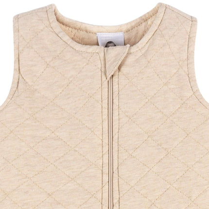 Gerber Unisex Baby Quilted Wearable Blanket, Oatmeal Heather, 6-12 Months