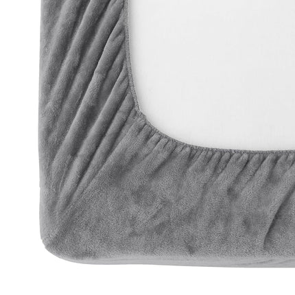 Elegant Comfort Luxuriously Soft 4-Piece Velvet Plush Flannel Sheet Set - Premium Quality - Cozy Warm, Anti-Static, Non Pilling Fuzzy Velvet Flannel Fleece Deep Pocket Sheet Set - Twin XL, Gray
