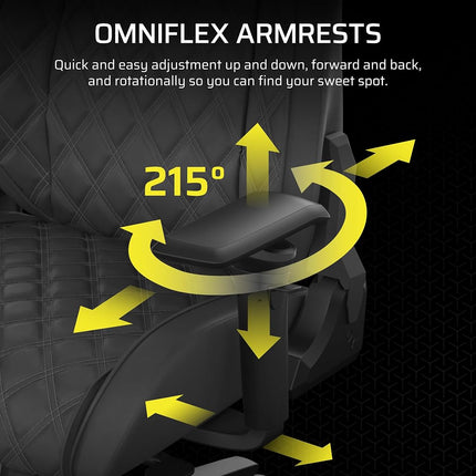 Corsair TC500 LUXURY Gaming Chair Breathable Textile � Wide Seat � Five-Way Armrests Adjustable � 90-160 Degree Tilt � Adjustable Lumbar Support � Shade